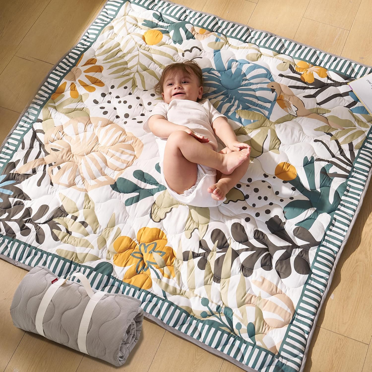 Momcozy-Baby-Play-Mat-for-Floor-50x50-Thickened-Playpen-Mat-Playmate-for-Baby-Tummy-Time-Waterproof-Non-Slip-Foldable-Outdoor-Mat-with-Carrying-Handle-Forest-World.jpg Momcozy Baby Play Mat for Floor, 50x50 Thickened Playpen Mat, Playmate for Baby Tummy Time, Waterproof & Non-Slip, Foldable Outdoor Mat with Carrying Handle, Forest World - Image 2