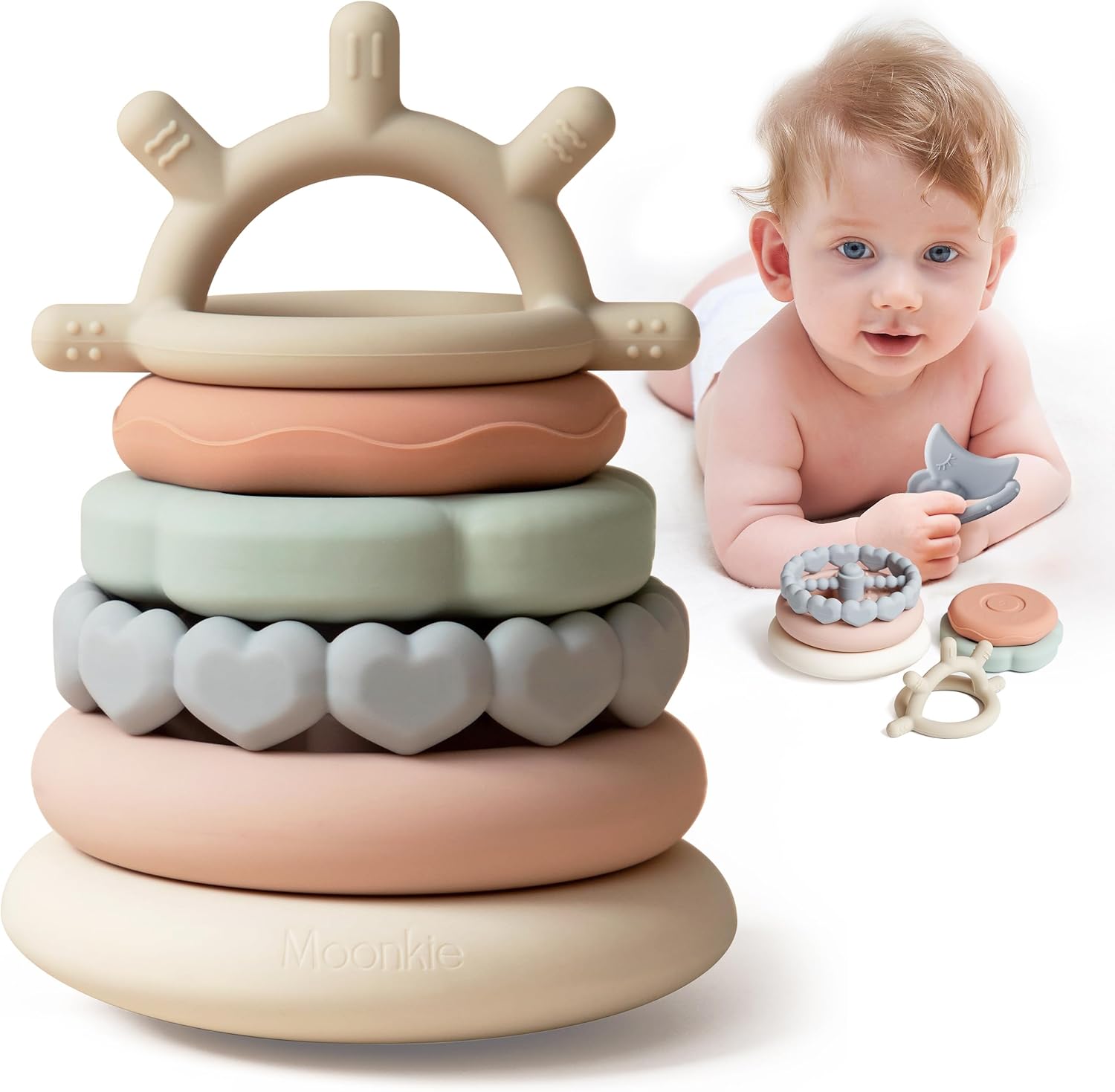 Moonkie-Stacks-of-Circles-Soft-Teething-Toy-Educational-Learning-Baby-Toy-Stacking-Ring-Toys-for-Babies-Boy-and-Girl-7-Piece-Teethers-Set.jpg Moonkie Stacks of Circles Soft Teething Toy | Educational Learning Baby Toy | Stacking Ring Toys for Babies Boy and Girl | 7 Piece Teethers Set - Image 2
