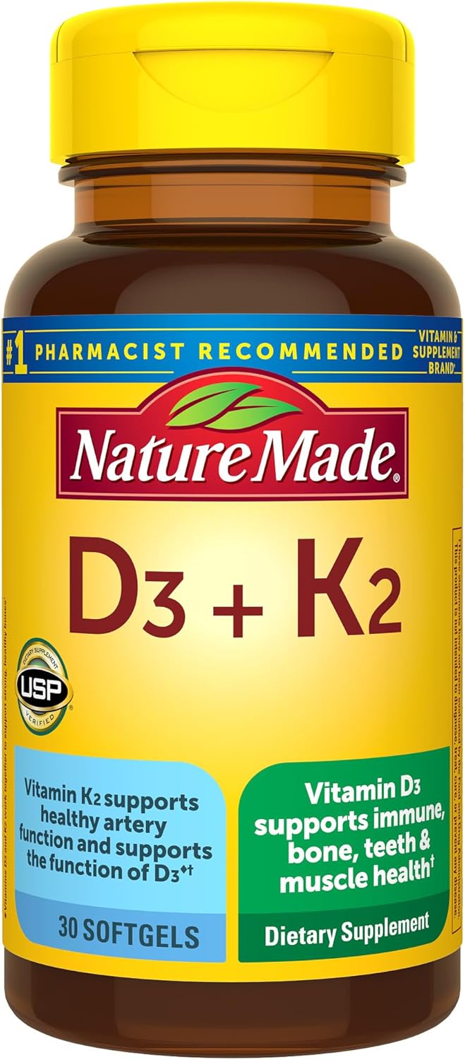 Nature-Made-Vitamin-D3-K2-Supplement-5000-IU-125-mcg-Vitamin-D-for-Bone-Teeth-Muscle-and-Immune-Support-30-D3-and-K2-Softgels-30-Day-Supply.jpg Nature Made Vitamin D3 K2 Supplement, 5000 IU (125 mcg) Vitamin D for Bone, Teeth, Muscle and Immune Support, 30 D3 and K2 Softgels, 30 Day Supply - Image 2
