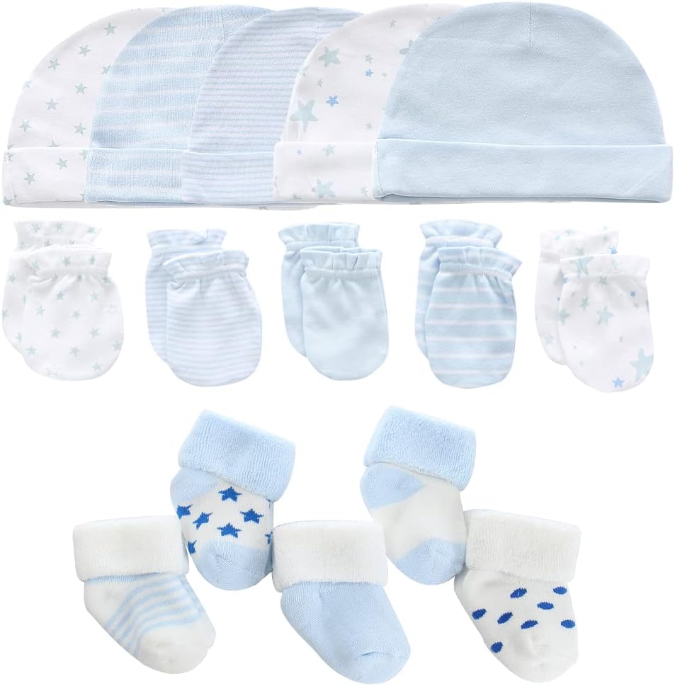 Newborn-Baby-Boy-Girl-Caps-Mittens-Socks-Set-Cotton-Baby-Essentials-Accessories-HatsGlovesSocks.jpg Newborn Baby Boy Girl Caps Mittens Socks Set Cotton Baby Essentials Accessories (Hats+Gloves+Socks) - Image 2