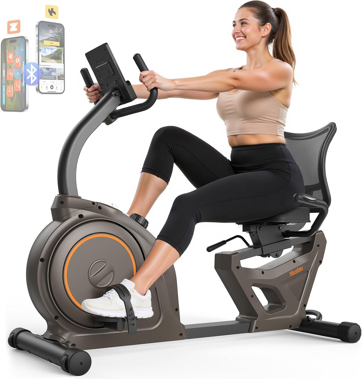 Niceday-Recumbent-Exercise-Bike-Recumbent-Bike-for-Home-Recumbent-Stationary-Bike-400LBS-Weight-Capacity-Magnetic-Recumbent-Bike-with-Smart-APP-LCD-Monitor-Heart-Rate-Handle.jpg Niceday Recumbent Exercise Bike, Recumbent Bike for Home, Recumbent Stationary Bike 400LBS Weight Capacity, Magnetic Recumbent Bike with Smart APP, LCD Monitor, Heart Rate Handle - Image 2