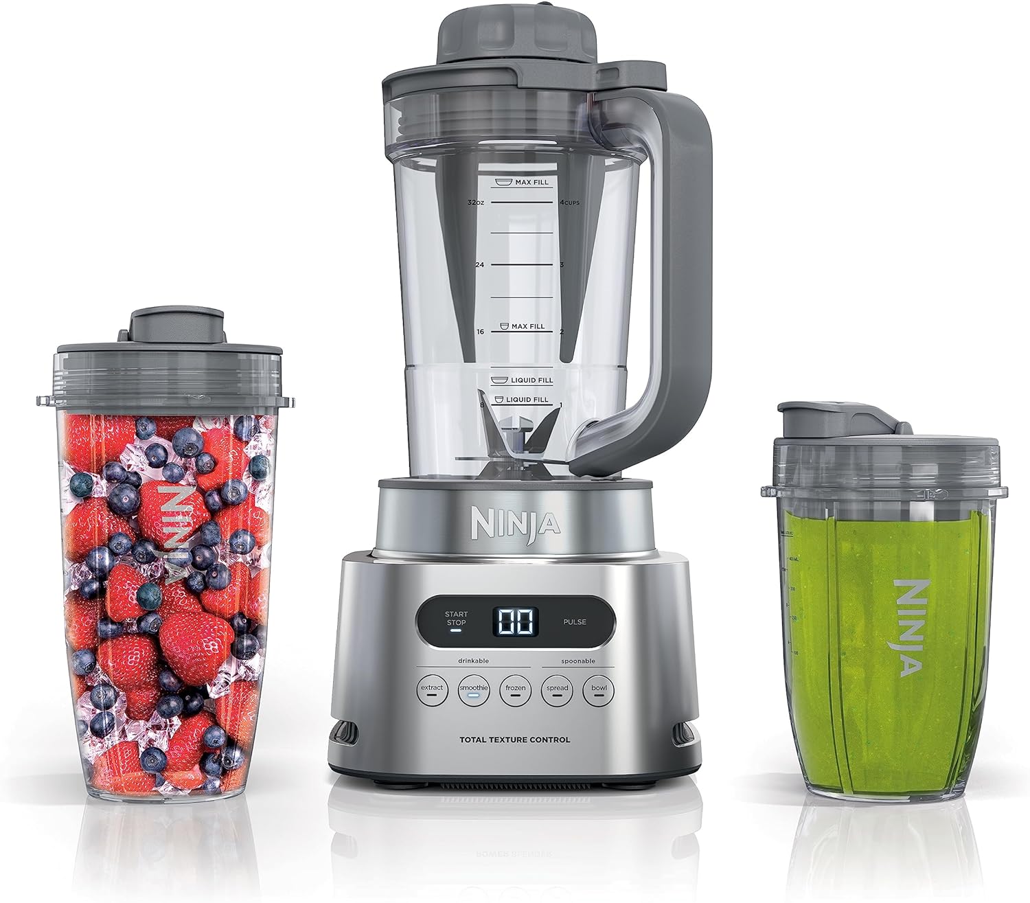 Ninja-SS151-TWISTi-Blender-DUO-High-Speed-1600-WP-Smoothie-Maker-Nutrient-Extractor-5-Functions-Smoothie-Spreads-More-smartTORQUE-34-oz.-Pitcher-2-To-Go-Cups-Gray.jpg Ninja SS151 TWISTi Blender DUO, High-Speed 1600 WP Smoothie Maker & Nutrient Extractor* 5 Functions Smoothie, Spreads & More, smartTORQUE, 34-oz. Pitcher & (2) To-Go Cups, Gray - Image 2