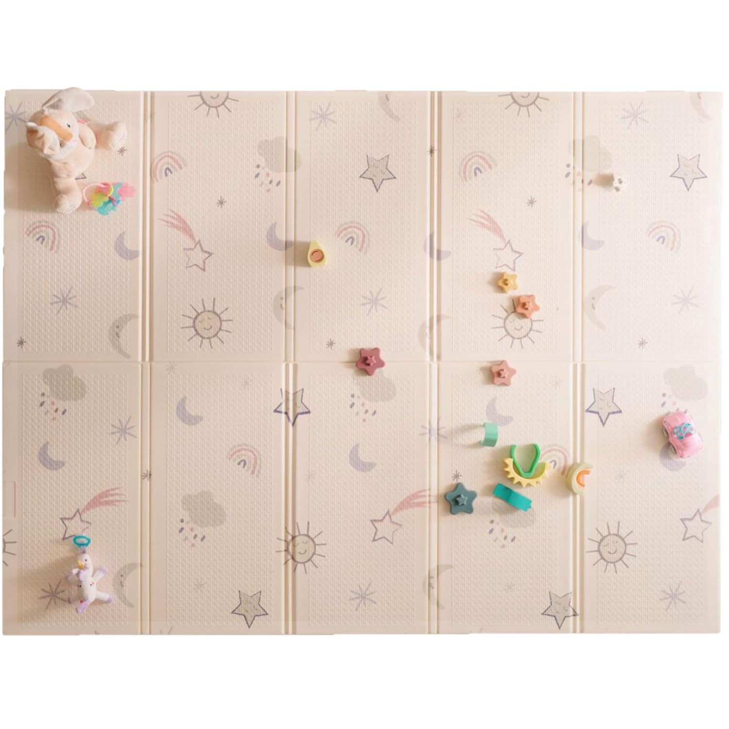 Nuby-Reversible-Baby-Floor-Mat-77-x-58-Foldable-and-Lightweight-Baby-Play-Mat-for-Floor-Easy-Storage-and-Travel-Stars-and-Sky.jpg Nuby Reversible Baby Floor Mat, 77" x 58" - Foldable and Lightweight Baby Play Mat for Floor - Easy Storage and Travel - Stars and Sky - Image 2