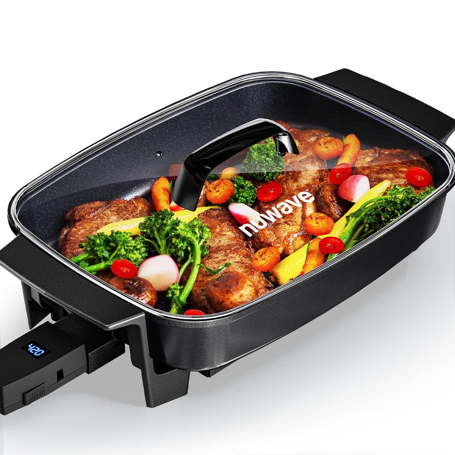 Nuwave-Medley-XL-Digital-Electric-Skillet-Family-Size-Griddle-wGlass-Lid-2025-New-Improved-Precision-Heating-100°-425°F-PFAS-Free-G11-Nonstick-Ceramic-Coating-Portable-Hot-Plate-7qt-Capacity.jpg Nuwave Medley XL Digital Electric Skillet, Family Size Griddle w/Glass Lid, 2025 New & Improved Precision Heating, 100°-425°F, PFAS Free G11 Nonstick Ceramic Coating, Portable Hot Plate, 7qt Capacity - Image 2