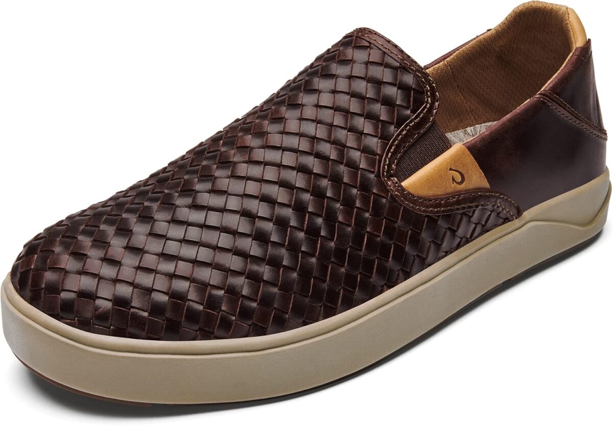 OLUKAI Lae'ahi Lauhala Men's Woven Leather Shoes, Versatile Everyday Leather Sneakers, Easy Slip On Design, All-Day Wear & Comfort - Image 2