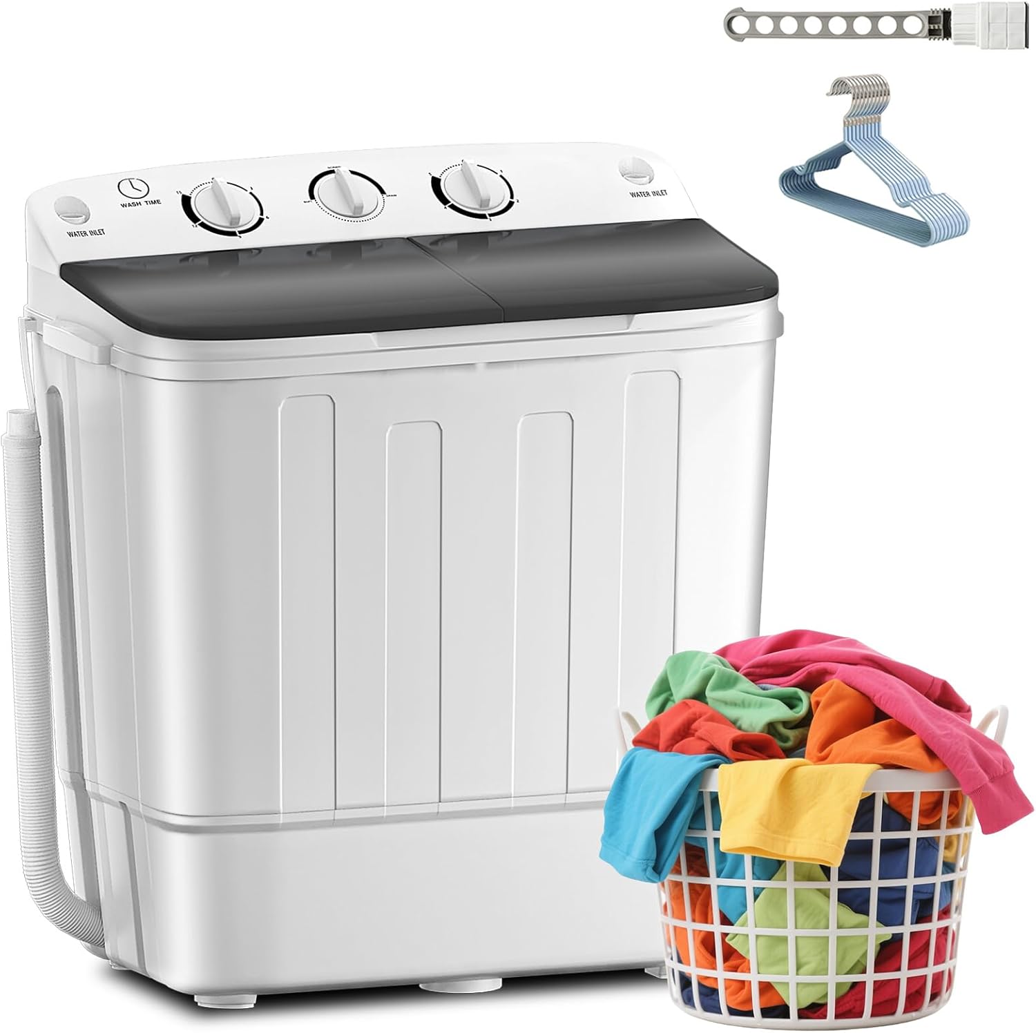 Portable-Twin-Tub-18lbs-Washing-Machine-with-Drying-Rack-and-10-Hangers-11lbs-Washer-Mini-Compact-Laundry-Machine-with-7lbs-Spinner-Semi-automatic-Washer-Combo-for-Dorms-Apartment.jpg Portable Twin Tub 18lbs Washing Machine with Drying Rack and 10 Hangers, 11lbs Washer Mini Compact Laundry Machine with 7lbs Spinner, Semi-automatic Washer Combo for Dorms, Apartment - Image 2