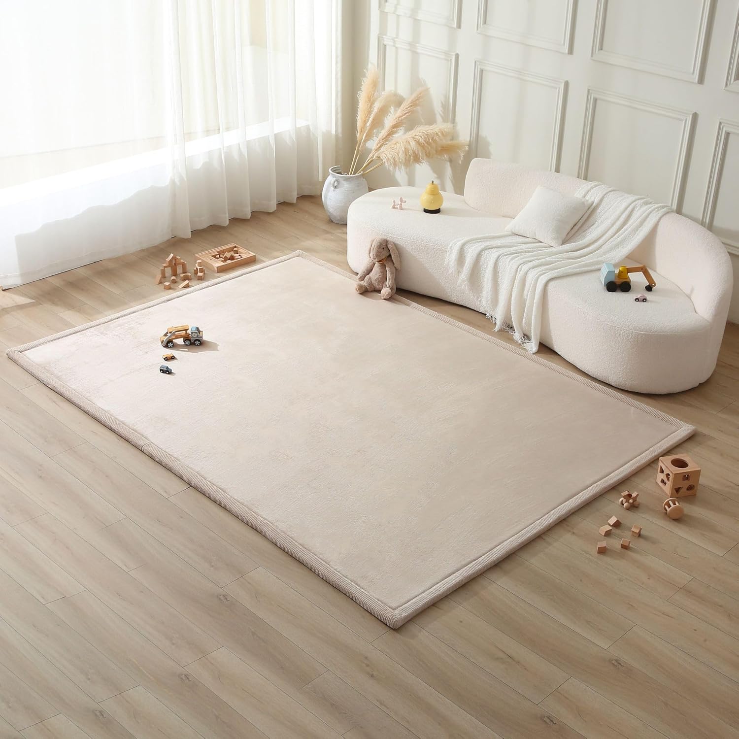 Premium-Baby-Playmat-for-Floor-80-x-110-Beige-–-Cloudsoft-Coral-Velvet-Memory-Foam-Rug-for-Crawling-–-Non-Slip-Water-Resistant-Non-Toxic-Easy-Care-Muscle-Mat-–-Thick-Play-Mat-for-Baby.jpg Premium Baby Playmat for Floor 80" x 110" Beige – Cloudsoft Coral Velvet Memory Foam Rug for Crawling – Non-Slip, Water-Resistant, Non-Toxic, Easy-Care Muscle Mat – Thick Play Mat for Baby - Image 2