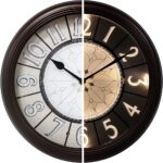 Presentime & Co. 12.6" Illuminated Farmhouse Wall Clock, Silent Battery Operated Night Light Wall Clock with Smart LED Sensor for Living Room, Bathroom, Kitchen, Home Office, Oil Rubbed Bronze Finish - Image 2