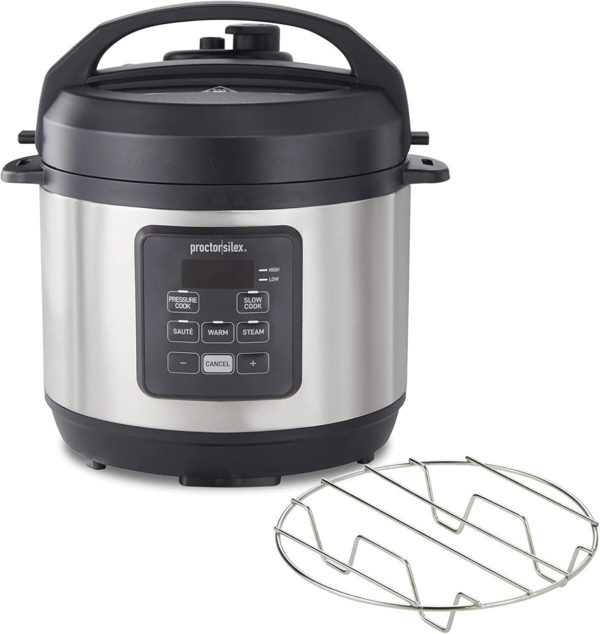 Proctor Silex Proctor-Silex Simplicity 4-in-1 Electric Pressure Cooker, 3 Quart Multi-Function With Slow Cook, Steam, Sauté, Rice, Stainless Steel (34503) - Image 2