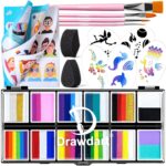 Professional Face Painting Kit for Kids Adults, Split Cake Face Paint Palette 12 x 10gm with Stencil, One Stroke Non Toxic Rainbow Face Body Paint Set Festival Makeup - Image 2