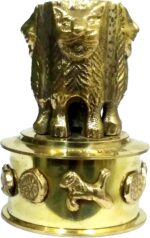 Purpledip Brass Showpiece Indian National Emblem: Inspired from Lion Capital of Ashoka at Sarnath (12064) - Image 2