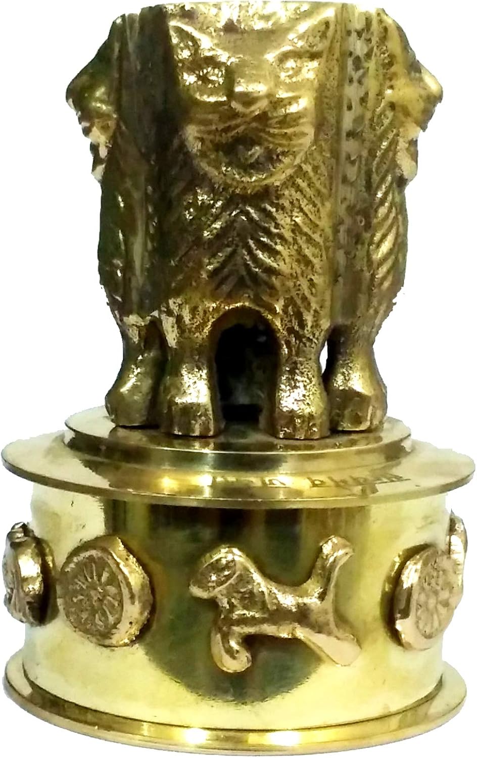 Purpledip-Brass-Showpiece-Indian-National-Emblem-Inspired-from-Lion-Capital-of-Ashoka-at-Sarnath-12064.jpg Purpledip Brass Showpiece Indian National Emblem: Inspired from Lion Capital of Ashoka at Sarnath (12064) - Image 2