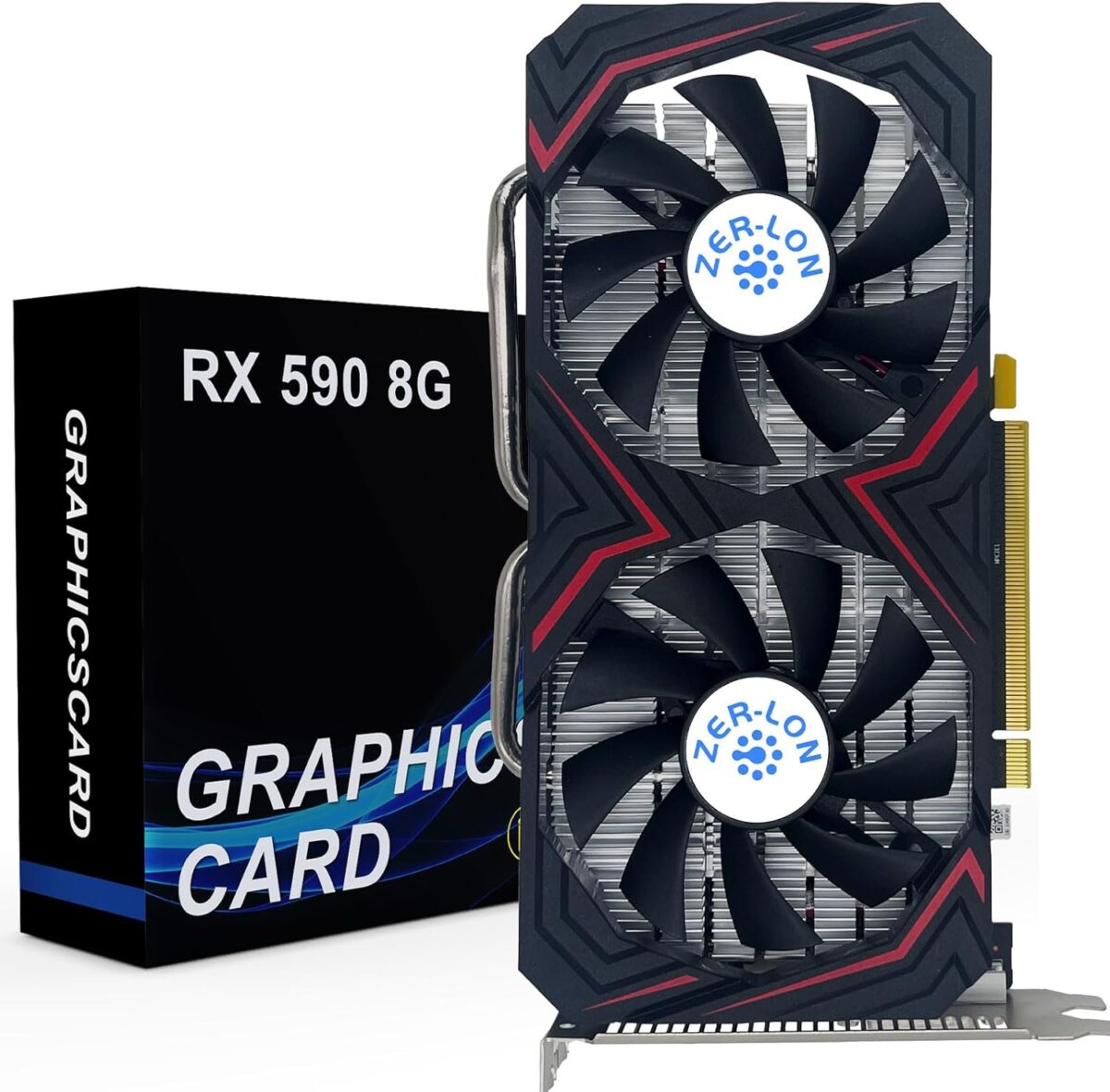 Radeon RX 590 8GB GME Graphics Card, 2304SP GDDR5 256 Bit PCIE 3.0X16 Computer Gaming Gpu, Dual Freeze Fans Video Card with HDMI/DP/DVI Ports Support 8K - Image 2