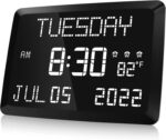 Raynic Digital Clock, 11.5" Large Display Calendar Clock with Day and Date, Indoor Temperature, Adjustable Brightness, Snooze,12/24H, DST for Home, Office, Elderly - Image 2