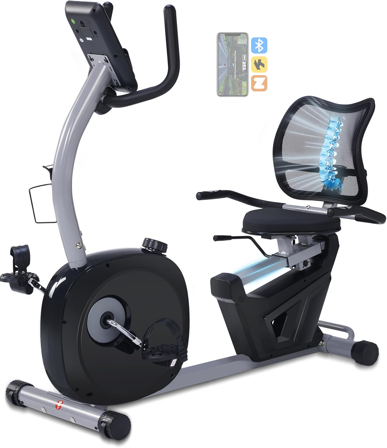 Recumbent-Exercise-Bike-Recumbent-Bike-for-Home-with-Smart-Workout-APP-Recumbent-Bikes-with-Ergonomic-Backrest-and-Comfort-Seat-420LBS-Weight-Capacity-Larger-Backlit-Display.jpg Recumbent Exercise Bike, Recumbent Bike for Home with Smart Workout APP - Recumbent Bikes with Ergonomic Backrest and Comfort Seat, 420LBS Weight Capacity, Larger Backlit Display - Image 2