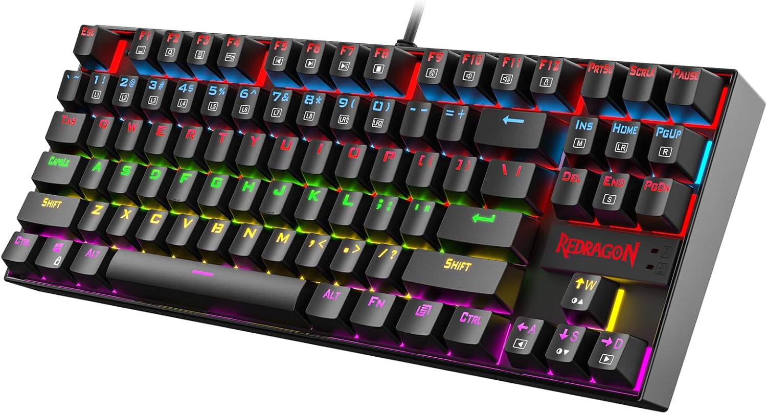 Redragon-K552-Mechanical-Gaming-Keyboard-87-Key-Compact-LED-Gaming-Keyboard-with-Red-Switches-Anti-Ghosting-Metal-Frame-for-PC-Gaming-Typing-Beginner-Friendly-Black.jpg Redragon K552 Mechanical Gaming Keyboard, 87-Key Compact, LED Gaming Keyboard with Red Switches, Anti-Ghosting, Metal Frame for PC Gaming & Typing, Beginner-Friendly (Black) - Image 2