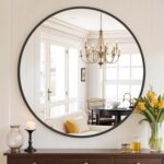 Round Bathroom Mirror 20 Inch Black Metal Framed Wall Mounted Circle Vanity Mirror for Bathroom, Bedroom, Living Room, Entryway, Anti-Rust, Modern Decorative, Hanging or Leaning - Image 2