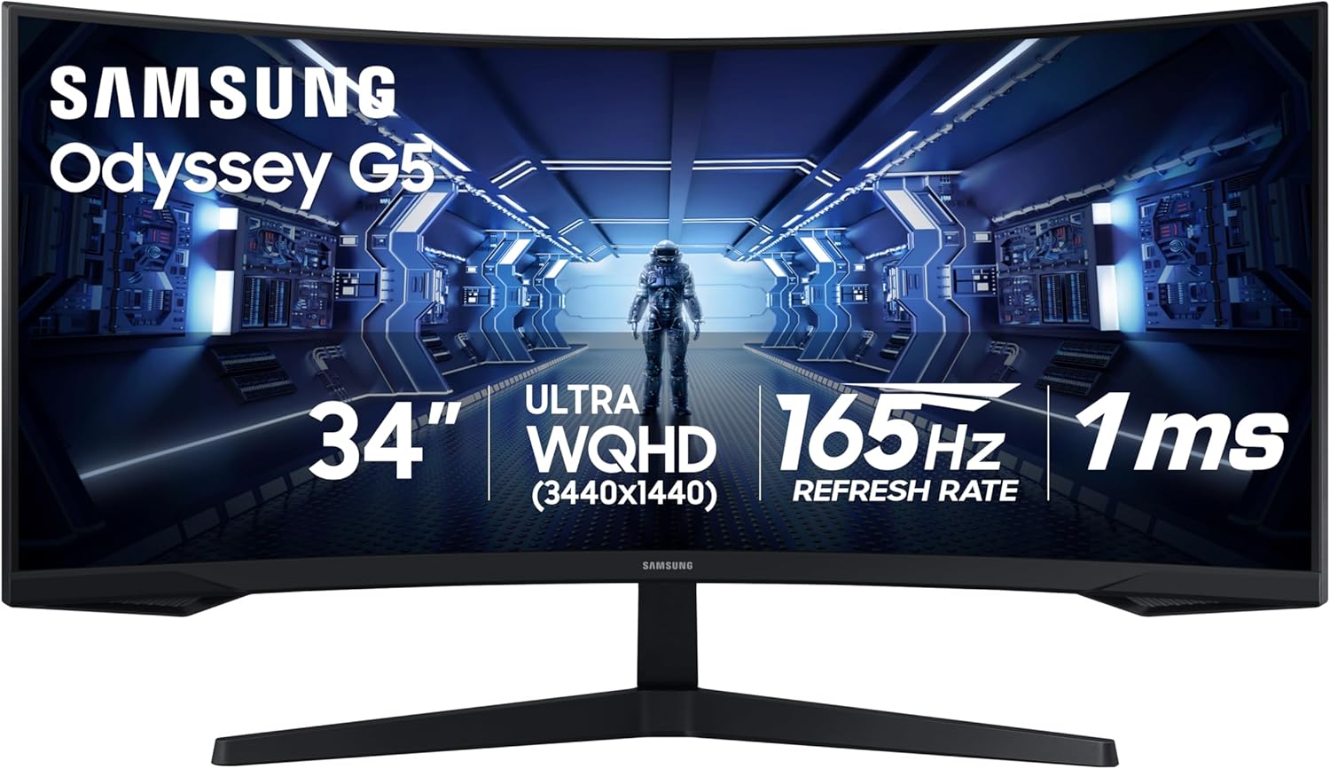 SAMSUNG-34-Odyssey-G5-Ultra-Wide-Gaming-Monitor-with-1000R-Curved-Screen-165Hz-1ms-FreeSync-Premium-Large-Display-Eye-Comfort-Multiple-Ports-WQHD-LC34G55TWWNXZA-Black.jpg SAMSUNG 34' Odyssey G5 Ultra-Wide Gaming Monitor with 1000R Curved Screen, 165Hz, 1ms, FreeSync Premium, Large Display, Eye Comfort, Multiple Ports, WQHD, LC34G55TWWNXZA, Black - Image 2