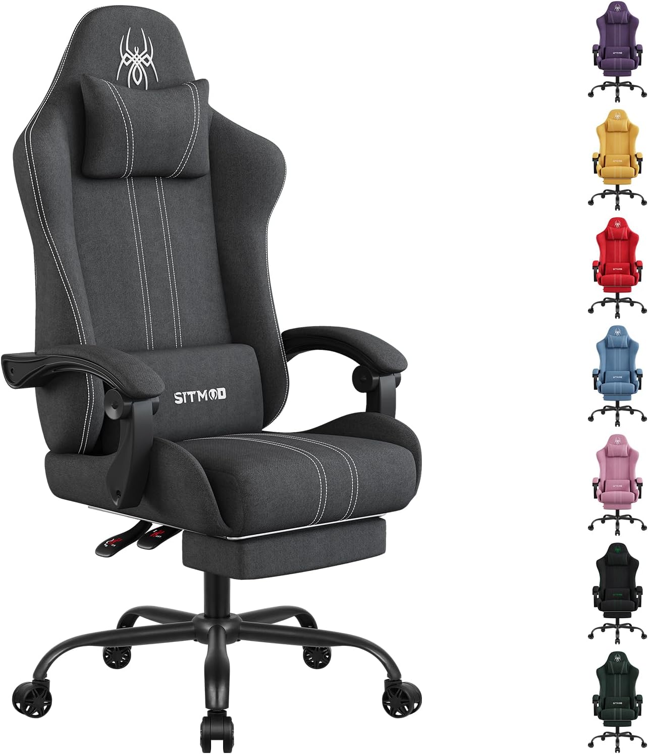 SITMOD-Fabric-Gaming-Chair-with-Footrest-Breathable-Computer-Chair-with-Headrest-Lumbar-PillowBig-and-Tall-Ergonomic-Gamer-Chair-for-Heavy-Adults22.44-Deep-Seat-Gaming-Chairs-for-Adults.jpg SITMOD Fabric Gaming Chair with Footrest-Breathable Computer Chair with Headrest & Lumbar Pillow,Big and Tall Ergonomic Gamer Chair for Heavy Adults,22.44" Deep Seat Gaming Chairs for Adults - Image 2