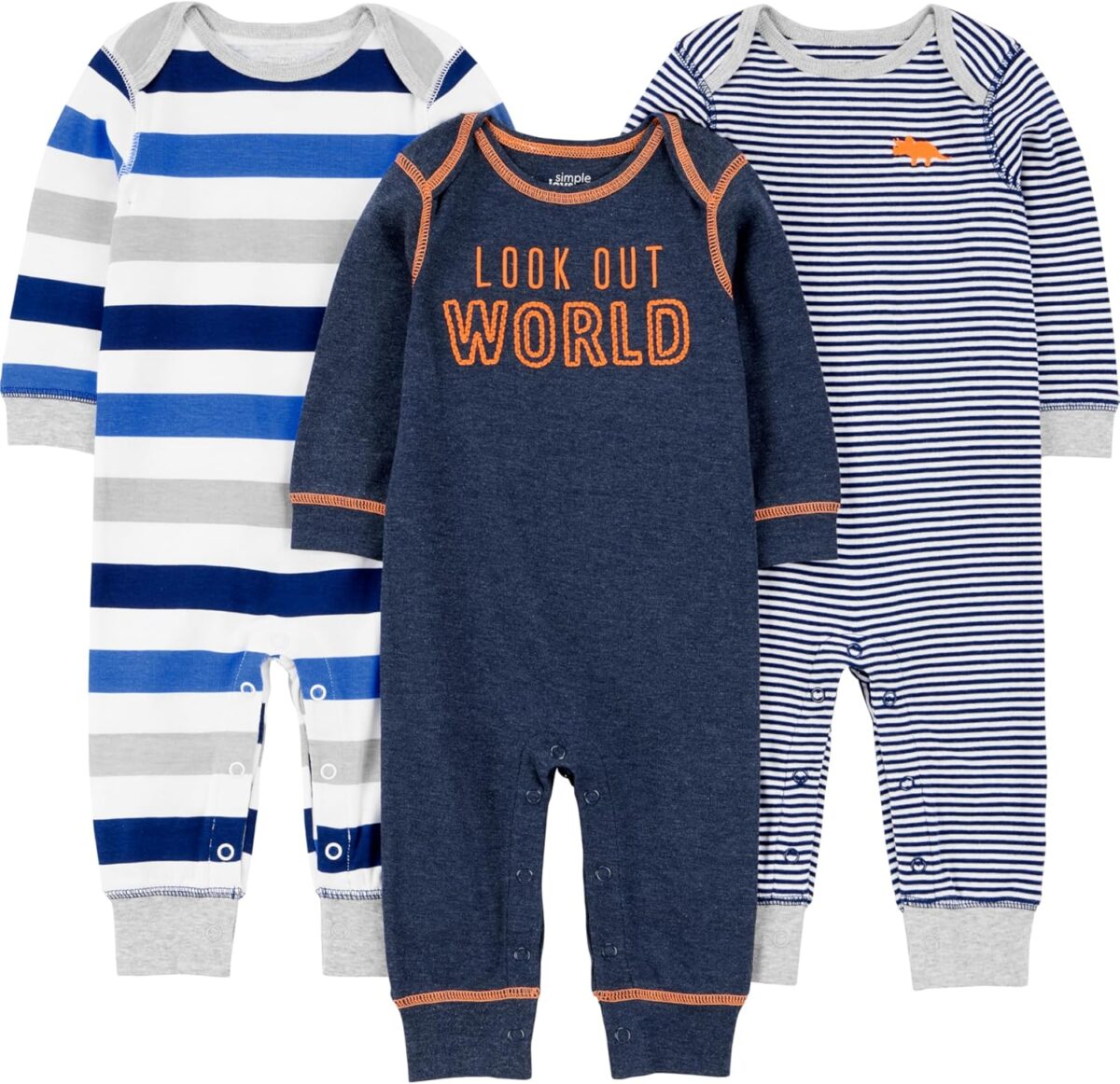 Simple Joys by Carter's baby-boys 3-pack Jumpsuits - Image 2
