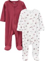 Simple Joys by Carter's unisex baby 2-pack 2-way Zip Textured Sleep and Play - Image 2