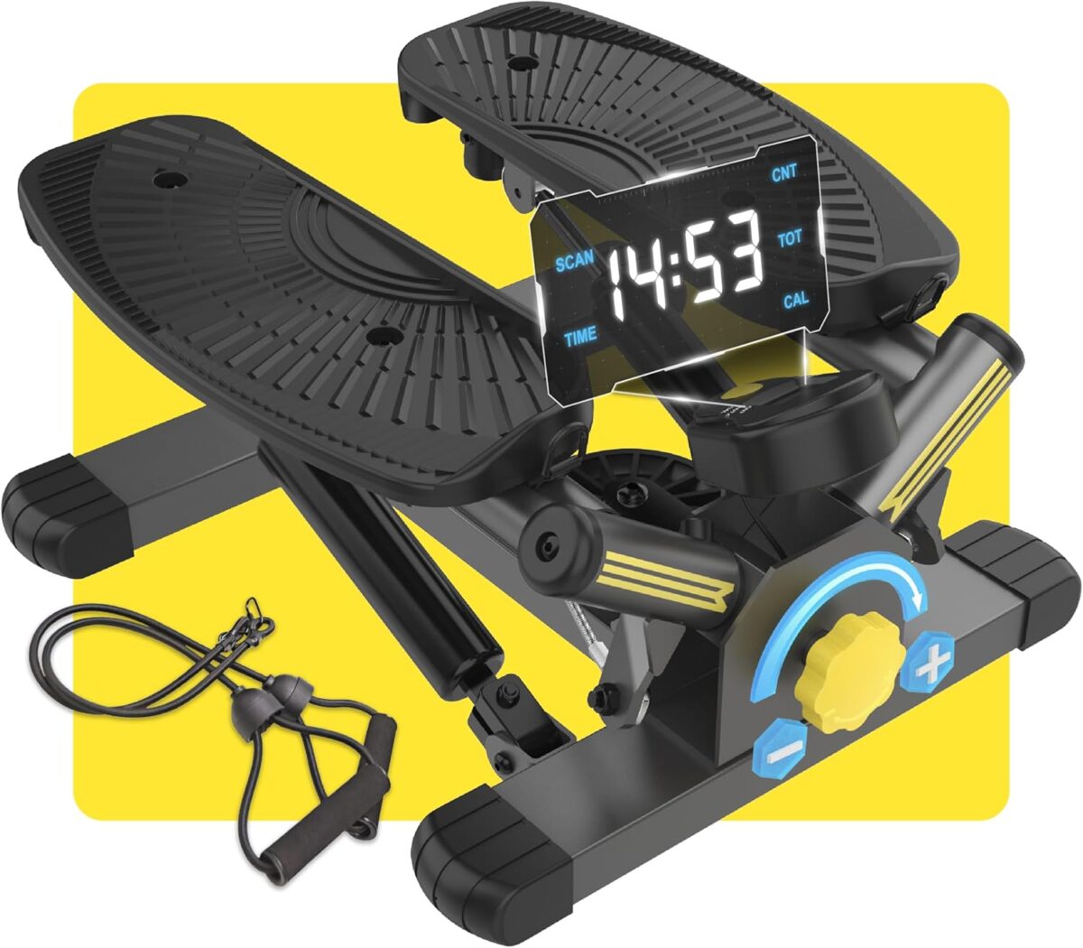 Stepper Machine with Resistance Bands, Mini Stepper with 300LBS Weight Capacity, Twist Stepper for Full Body Workout, Adjustable Step Height, Smooth and Quiet, Step Machine for Men Women - Image 2