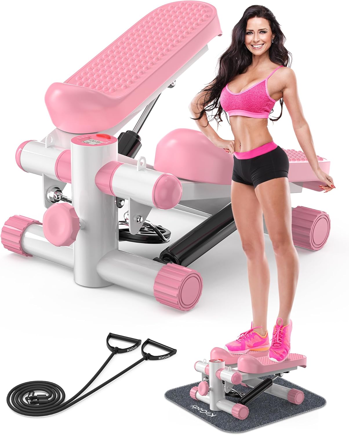 Steppers-for-Exercise-at-Home-KitGody-Mini-Stepper-with-Resistance-Bands-Portable-Stair-Stepper-for-Home-330LBS-Capacity-Adjustable-Height-Fitness-Stepper-Machine.jpg Steppers for Exercise at Home, KitGody Mini Stepper with Resistance Bands, Portable Stair Stepper for Home 330LBS Capacity, Adjustable Height Fitness Stepper Machine - Image 2
