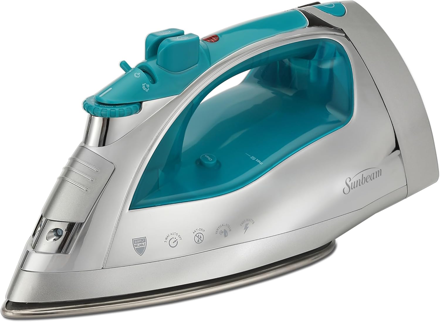 Sunbeam-Turbo-Steam-Iron-1400W-Quick-Heat-Stainless-Steel-Soleplate-Shot-of-Steam-Horizontal-and-Vertical-3-Way-Auto-Off-240ml-Water-Tank-White-Teal.jpg Sunbeam Turbo Steam Iron 1400W Quick Heat Stainless Steel Soleplate Shot of Steam Horizontal and Vertical 3 Way Auto Off 240ml Water Tank White Teal - Image 2