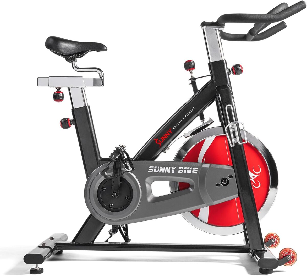Sunny Health & Fitness Heavy-Duty Indoor Stationary Exercise Bike w/49 LB Flywheel & 275LB Capacity, 4-Way Adjustable Seat & Multi-Grip Handlebar for Cardio Training & Cycling workout at Home - Image 2