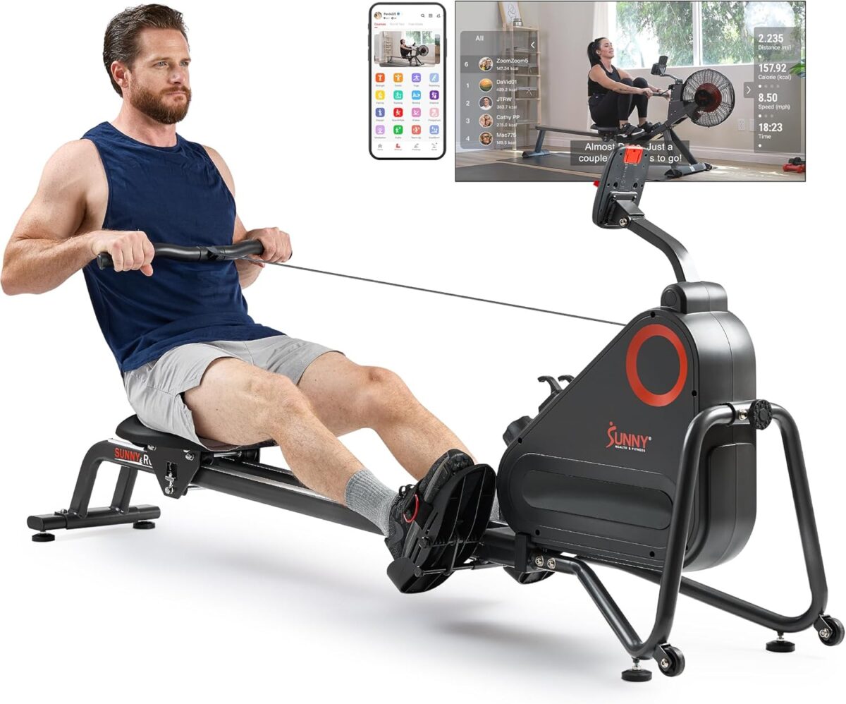 Sunny Health & Fitness Magnetic Rowing Machine for Home Exercise, Quiet & Smooth Rower with Compact Storage and Optional Free SunnyFit App Connectivity - Image 2