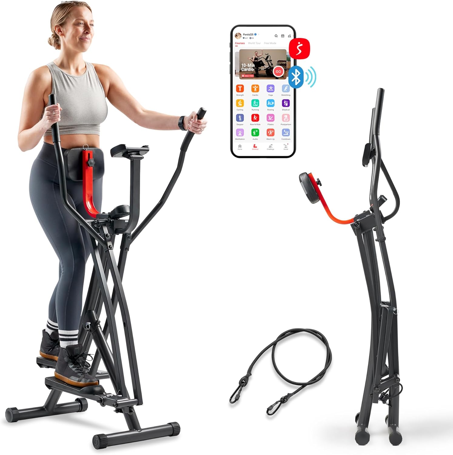 Sunny-Health-Fitness-Smart-Air-Walk-Elliptical-Foldable-Machine-w-30-INCH-Stride-Cardio-Cross-Trainer-Glider-for-Home-Exercise-Free-SunnyFit-App-Bluetooth-Link-Optional-Adjustable-Resistance.jpg Sunny Health & Fitness Smart Air Walk Elliptical, Foldable Machine w/ 30-INCH Stride, Cardio Cross Trainer Glider for Home Exercise, Free SunnyFit App Bluetooth Link, Optional Adjustable Resistance - Image 2