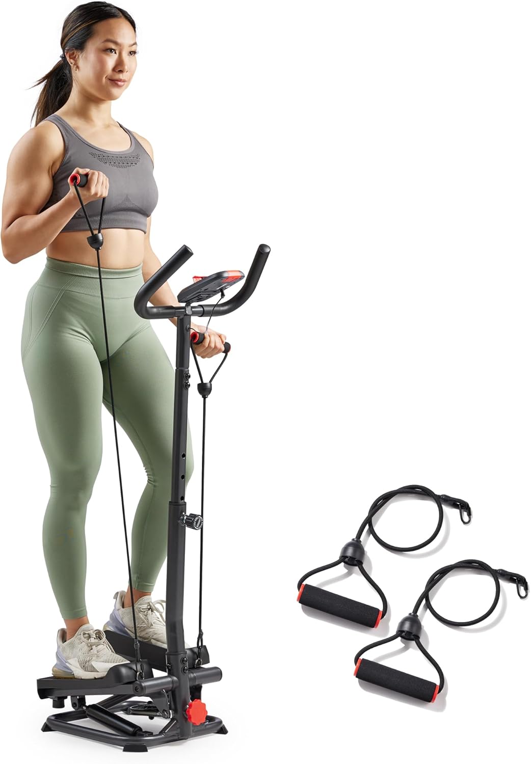 Sunny-Health-Fitness-Total-Body-2-in-1-Smart-Stepper-Machine-for-Home-with-Handlebar-and-Resistance-Bands-Total-Body-Workout-Adjustable-Hydraulic-LCD-Monitor-Non-Slip-Pedals-–-330-LB-Max-Weight.jpg Sunny Health & Fitness Total Body 2-in-1 Smart Stepper Machine for Home with Handlebar and Resistance Bands, Total Body Workout, Adjustable Hydraulic, LCD Monitor, Non-Slip Pedals – 330 LB Max Weight - Image 2
