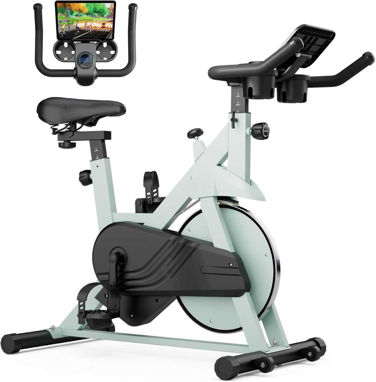 Superun Exercise Bike, Stationary Bikes for Home Gym with 32-Level Magnetic Resistance, 300LBS Capacity Indoor Cycling Bike with Comfortable Seat, LED Display - Image 2