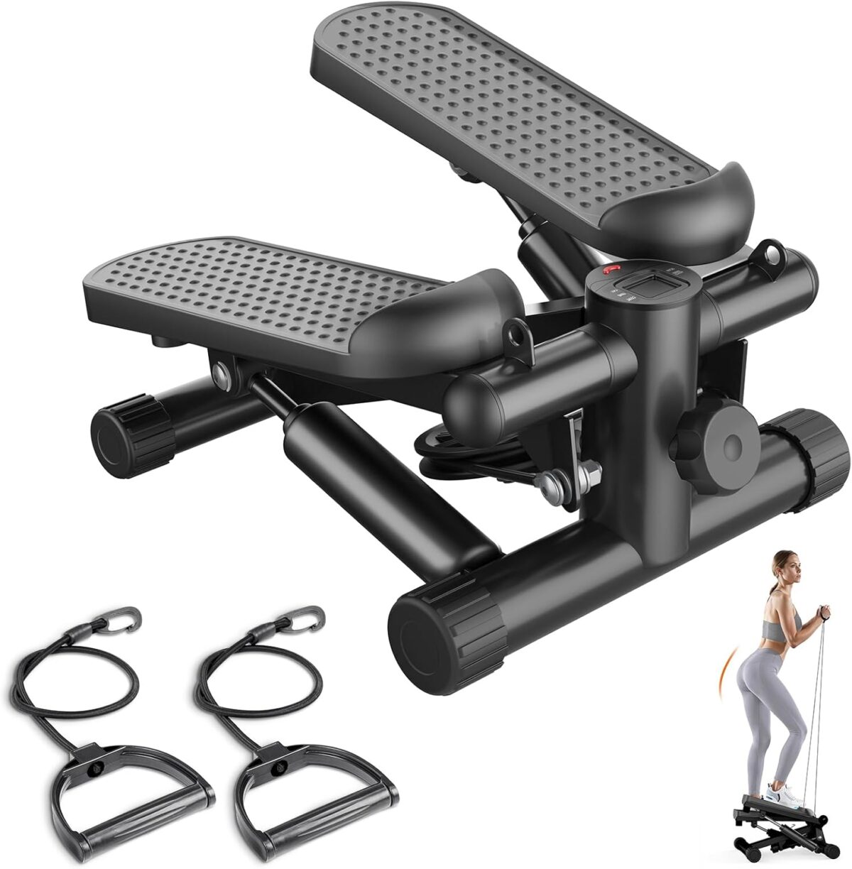 Sweetcrispy Mini Stair Steppers with Resistance Bands for Exercise at Home, Portable Exercise Twist Stepper Machine for Full Body Workout, 265LBS Capacity - Image 2