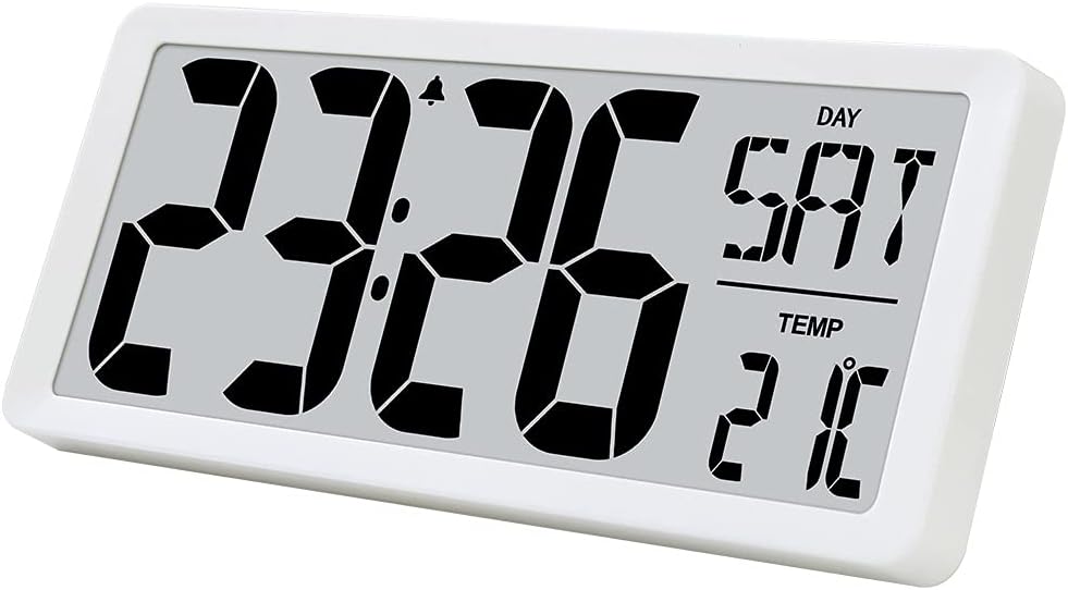 TXL-14.2-Large-Digital-Day-Wall-Clock-Custom-8-Languages-Calendar-Count-up-Down-Timer-and-Temp-Reminder-1224Hr-Desktop-Alarm-Clock-with-Extra-Large-Display-for-Home-Office-Studio-Hotel-White.jpg TXL 14.2" Large Digital Day Wall Clock, Custom 8 Languages Calendar, Count up-Down Timer and Temp Reminder, 12/24Hr Desktop Alarm Clock with Extra Large Display for Home Office Studio Hotel, White - Image 2