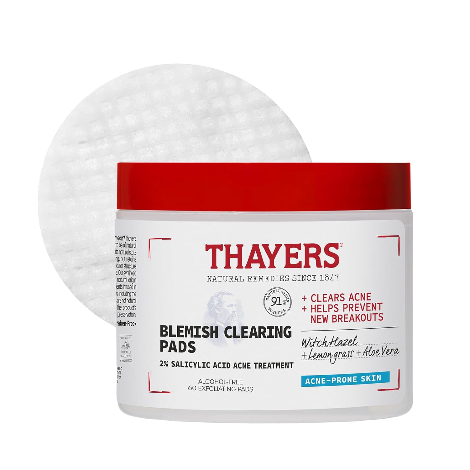 Thayers-Blemish-Clearing-Acne-Pads-Salicylic-Acid-Acne-Treatment-for-Face-Pore-Reducing-Exfoliating-and-Soothing-Skincare-Witch-Hazel-Toner-Pads-60-Ct.jpg Thayers Blemish Clearing Acne Pads, Salicylic Acid Acne Treatment for Face, Pore Reducing, Exfoliating, and Soothing Skincare, Witch Hazel Toner Pads, 60 Ct - Image 2