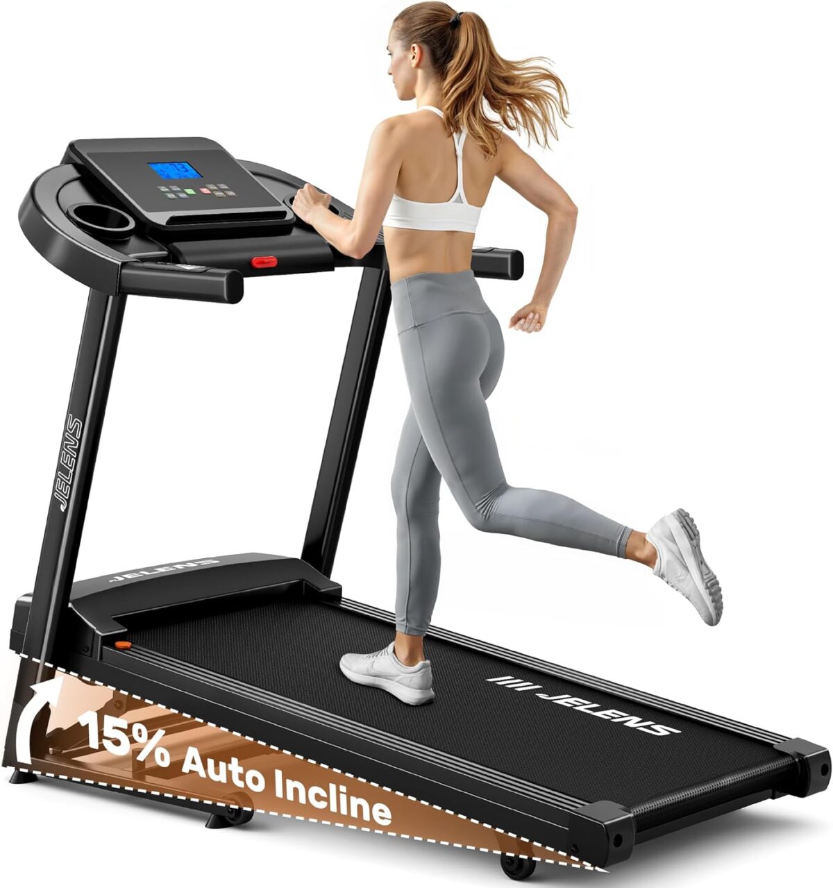 Treadmill for Home with 0-15% Auto Incline, Foldable Walking Pad Treadmill with 330LBS Weight Capacity and Pulse Sensors, 3.0HP Quiet Walking Pad with App and LCD Display - Image 2