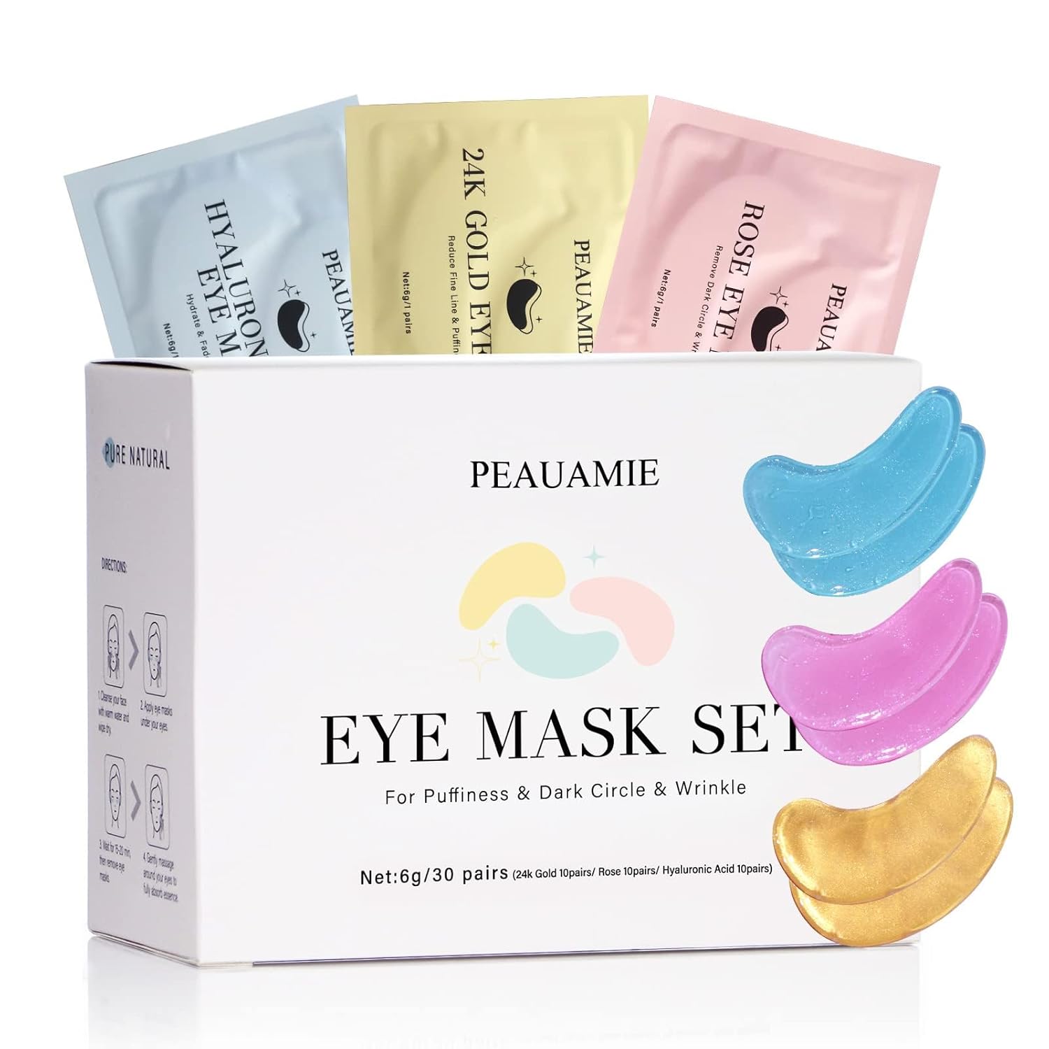 Under-Eye-Patches-Gold-and-Hyaluronic-Acid-for-puffy-eyesRose-Eye-Masks-for-Dark-Circles-and-Puffiness-skin-care-Smooth-Wrinkles-products-30-Pairs.jpg Under Eye Patches Gold and Hyaluronic Acid for puffy eyes,Rose Eye Masks for Dark Circles and Puffiness skin care Smooth Wrinkles products 30 Pairs - Image 2