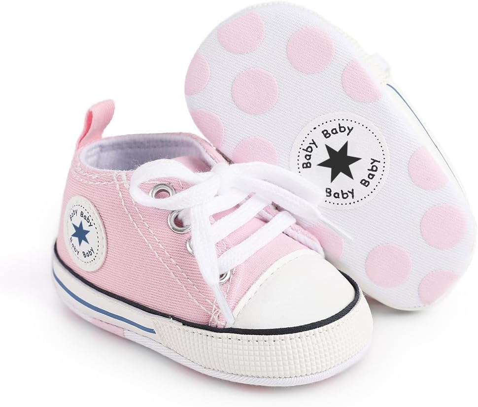 Unisex-Baby-Boys-Girls-Shoes-Newborn-Infant-Non-Slip-Canvas-Denim-High-Top-Sneakers-Toddler-First-Walkers-Shoes.jpg Unisex Baby Boys Girls Shoes, Newborn Infant Non-Slip Canvas Denim High Top Sneakers, Toddler First Walkers Shoes - Image 2