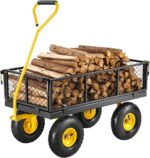 VEVOR 500 Lbs Steel Garden Cart, Heavy Duty Garden Wagon Cart Pullable on Wheels, Metal Yard Utility Wagon Carts with 10" All Terrain Tires, Mesh Removable Sides and 180°Rotating Handle - Image 2