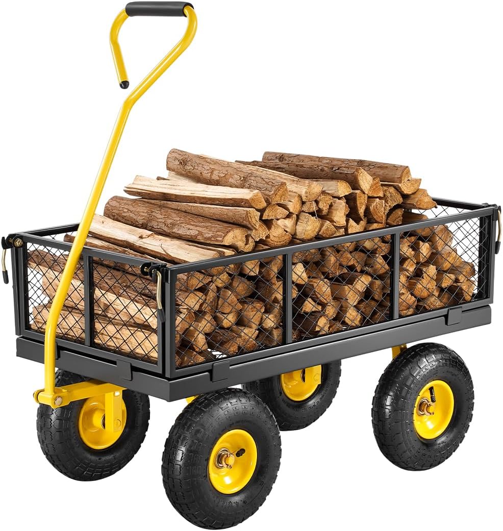 VEVOR-500-Lbs-Steel-Garden-Cart-Heavy-Duty-Garden-Wagon-Cart-Pullable-on-Wheels-Metal-Yard-Utility-Wagon-Carts-with-10-All-Terrain-Tires-Mesh-Removable-Sides-and-180°Rotating-Handle.jpg VEVOR 500 Lbs Steel Garden Cart, Heavy Duty Garden Wagon Cart Pullable on Wheels, Metal Yard Utility Wagon Carts with 10" All Terrain Tires, Mesh Removable Sides and 180°Rotating Handle - Image 2