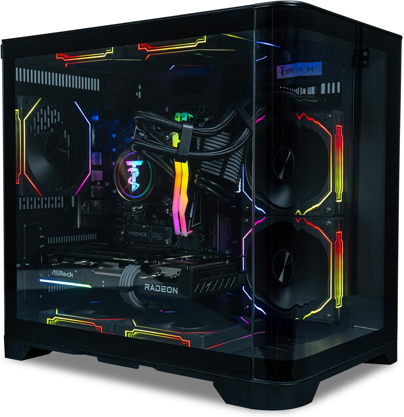 ViprTech-Reaper-2.5-Liquid-Cooled-PC-AMD-Ryzen-7-8700F-5.0Ghz-Turbo-AMD-RX-9060-XT-16GB-32GB-DDR5-6400-2TB-NVMe-SSD-Gold-Rated-PSU-VR-Ready-WiFi-BT-Win-11-Gaming-Desktop-Computer-Black.jpg ViprTech Reaper 2.5 Liquid-Cooled PC - AMD Ryzen 7 8700F (5.0Ghz Turbo), AMD RX 9060 XT 16GB, 32GB DDR5 6400, 2TB NVMe SSD, Gold-Rated PSU, VR-Ready, WiFi BT, Win 11, Gaming Desktop Computer, Black - Image 2