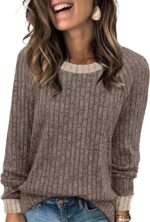 WIHOLL Long Sleeve Shirts for Women Lightweight Sweaters Fall Outfits 2025 Color Block Winter Clothing Dressy Casual Soft - Image 2