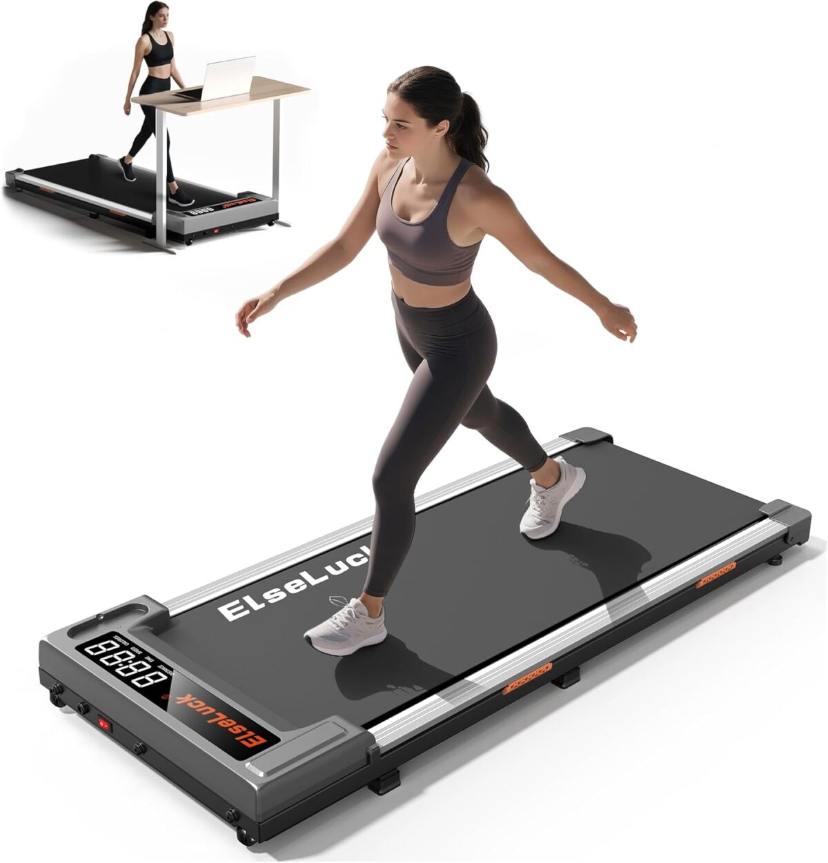 Walking Pad Treadmill, Under Desk Treadmill for Home and Office with Remote Control, Portable 2.5 HP Walking Jogging Running Machine in LED Display - Image 2