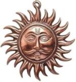Wall Hanging Hindu Lord Sun Idol Suraj Surya Murti Statue Brass Decorative Showpiece for Wall Décor Room Décor Best for Housewarming Vastu Good Luck Decorative Showpiece - 18 Cm (Copper) - Image 2
