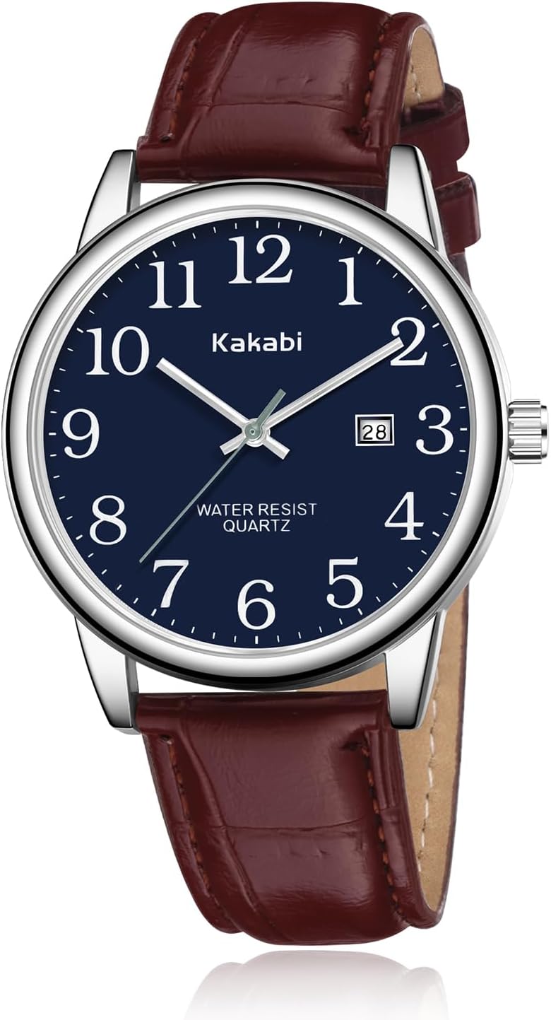 Watch-for-Men-Easy-Reader-Unisex-Analog-Quartz-Waterproof-Wristwatch-with-Date-and-Leather-Band-Casual-Simple-Fashion-Mens-Watches-Gift.jpg Watch for Men, Easy Reader Unisex Analog Quartz Waterproof Wristwatch with Date and Leather Band, Casual Simple Fashion Mens Watches Gift - Image 2