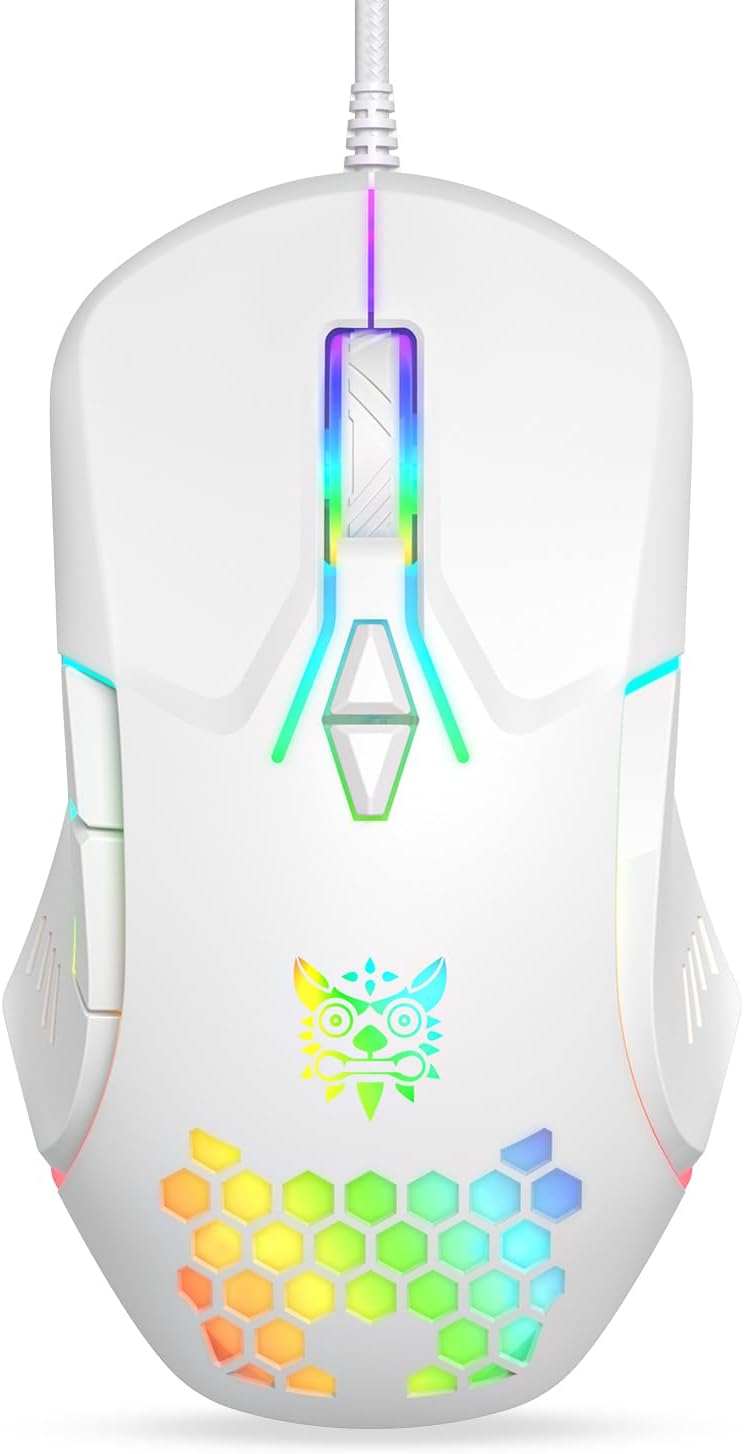 Wired-USB-Mouse-Computer-Mouse-with-RGB-Lighting-4-Adjustable-DPI-Ergonomic-Optical-Office-Mouse-7-Buttons-Corded-Mice-for-WindowPCLaptopDesktopMacChromebook-White.jpg Wired USB Mouse, Computer Mouse with RGB Lighting, 4 Adjustable DPI, Ergonomic Optical Office Mouse, 7 Buttons Corded Mice for Window/PC/Laptop/Desktop/Mac/Chromebook, White - Image 2