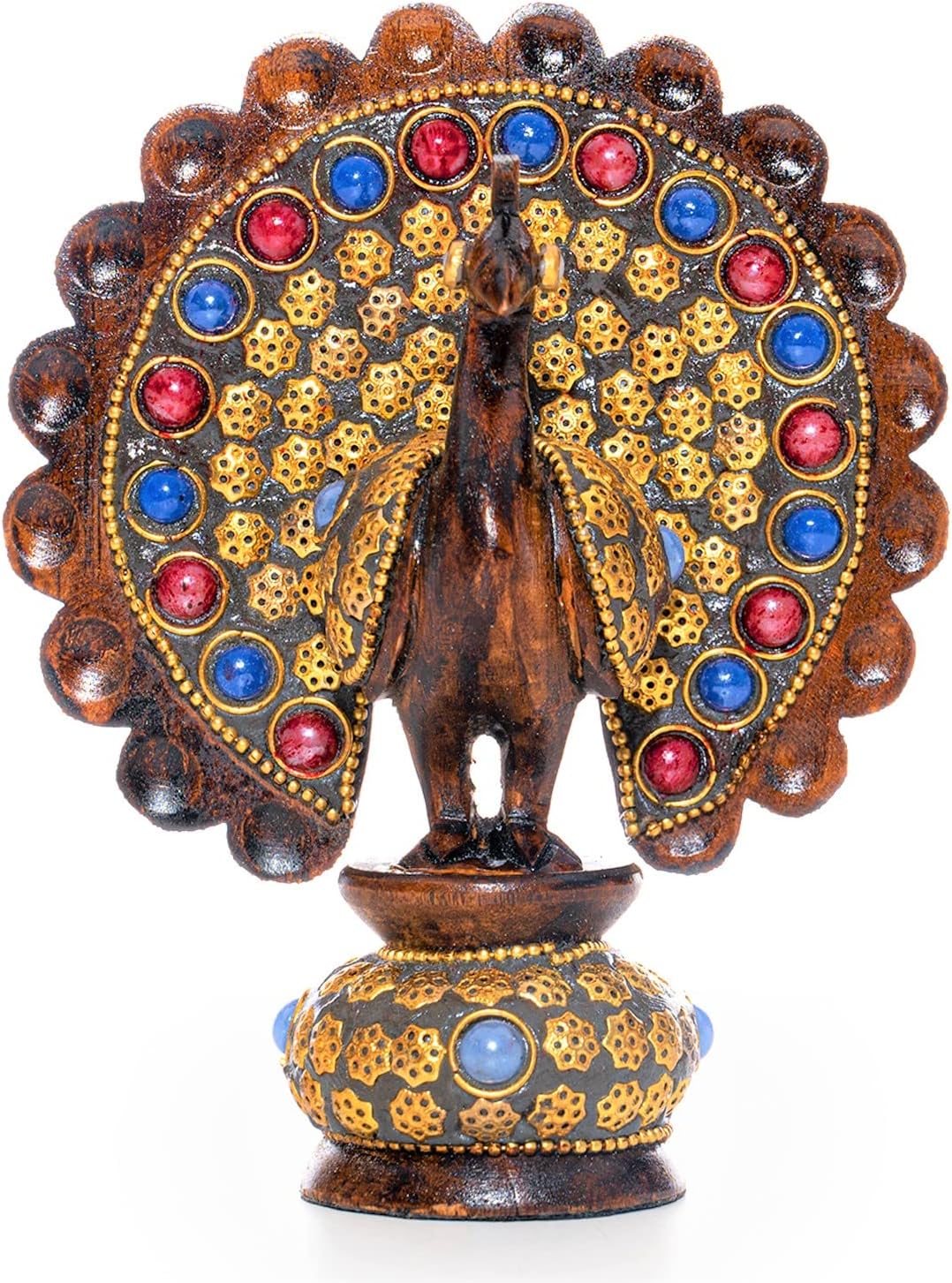 Wooden-Dancing-Peacock-Traditional-Indian-Rajasthani-Home-Decoration-Table-Decor-Showpiece-Gifting-Brown-Studded-Peacock.jpg Wooden Dancing Peacock Traditional Indian Rajasthani Home Decoration Table Décor Showpiece & Gifting (Brown Studded Peacock) - Image 2