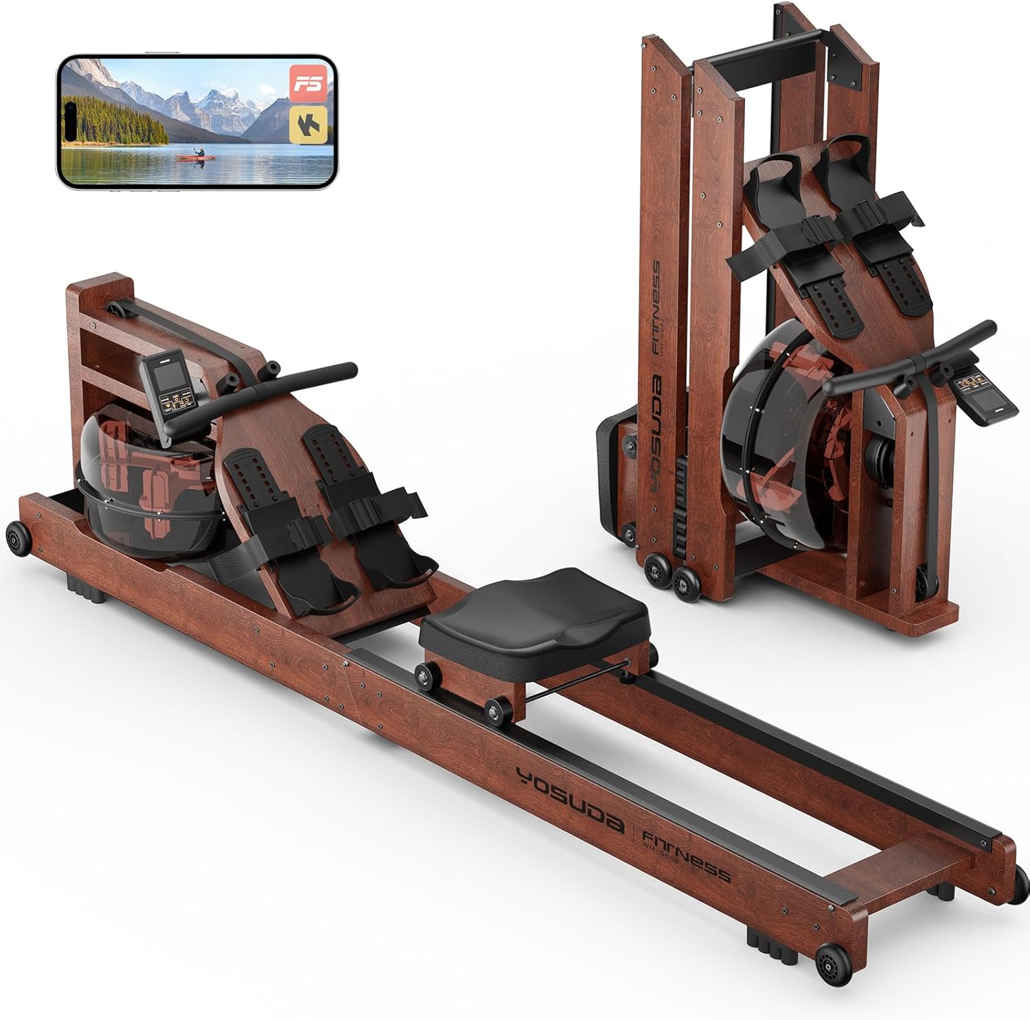 YOSUDA-Water-Rowing-Machines-for-Home-Use-Foldable-Rower-Machine-400LBS-Weight-Capacity-with-Dedicated-Monitor-Bluetooth-APP-Comfortable-Seat.jpg YOSUDA Water Rowing Machines for Home Use- Foldable Rower Machine 400LBS Weight Capacity with Dedicated Monitor & Bluetooth APP, Comfortable Seat - Image 2