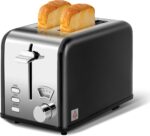 YSSOA 2-Slice Toaster with Extra Wide Slot & Removable Crumb Tray, 5 Browning Setting and 3 Function: Bagel/Defrost/Cancel, Retro Stainless-Steel Style, for Bread & Waffle, Black - Image 2